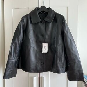 NWT Real Leather Women's Classic Black Jacket LeftSeoul, size M